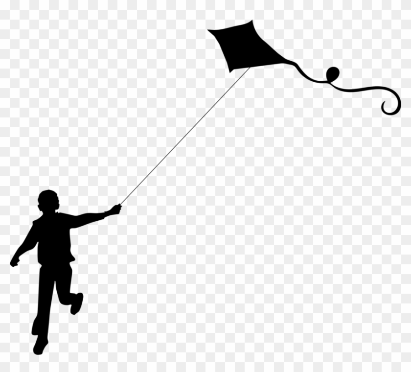 Sport Kite Silhouette Child Makar Sankranti - Kid Flying Kite Silhouette #1429461