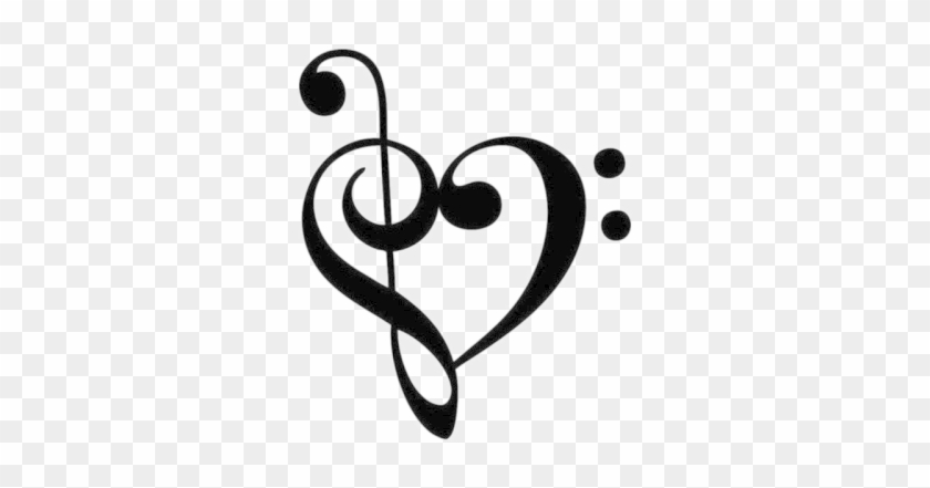 Music Notes Png File - Treble Clef Bass Clef Heart #1429630