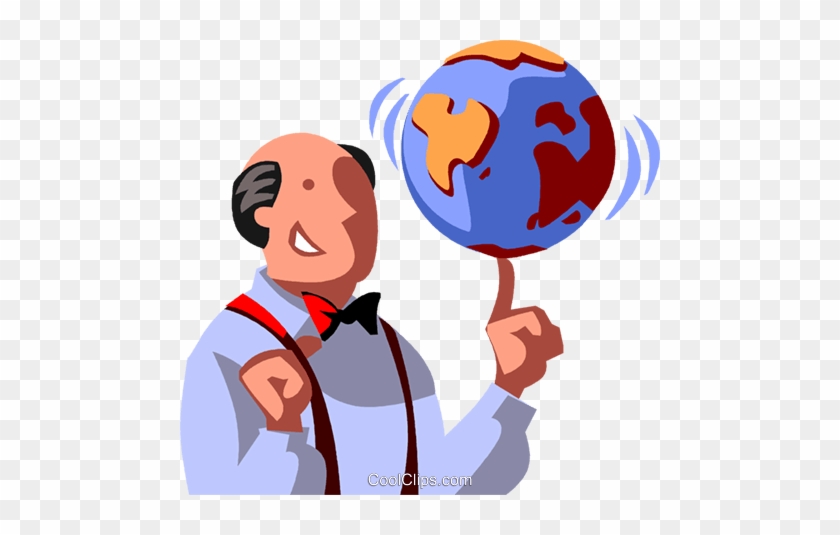 Man Spinning A Globe On His Finger Royalty Free Vector - Cartoon #1429647