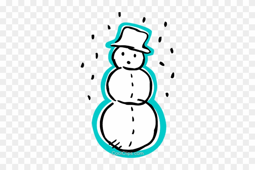 Snowman Wearing A Hat With Snow Falling Royalty Free - Snow #1429838