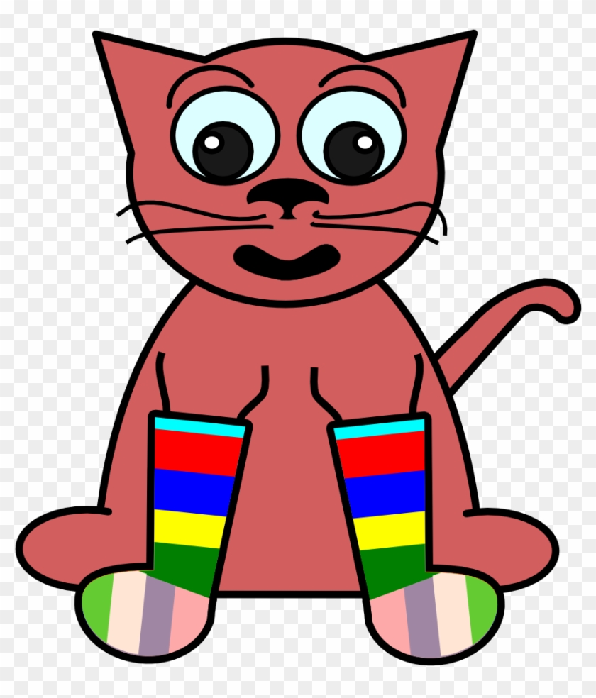 Fundraw Dot Com Cartoon Cat In Rainbow Socks Clip - Crazy Cat Lady Tote Bag #1430130