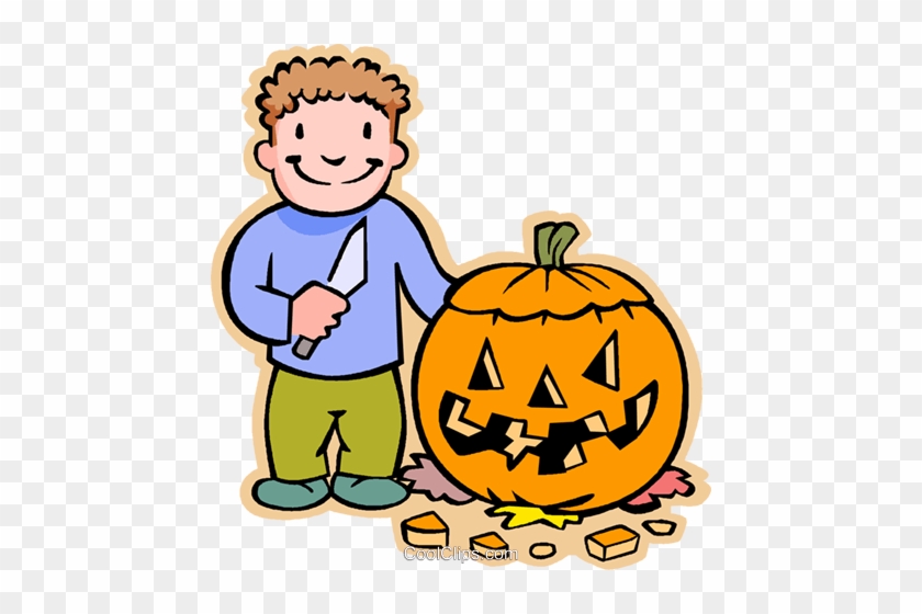 Children At Play, Kids, Royalty Free Vector Clip Art - Pumpkin Carving Clip Art #1430194