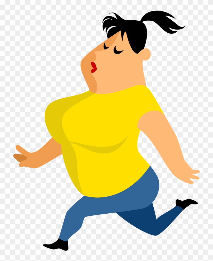 Running Illustration Yellow Obese - Cartoon Obese People #1430212