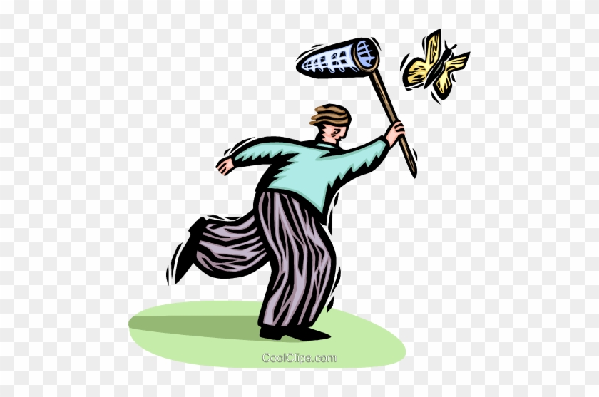 Man Trying To Catch A Butterfly Royalty Free Vector - Illustration #1431258