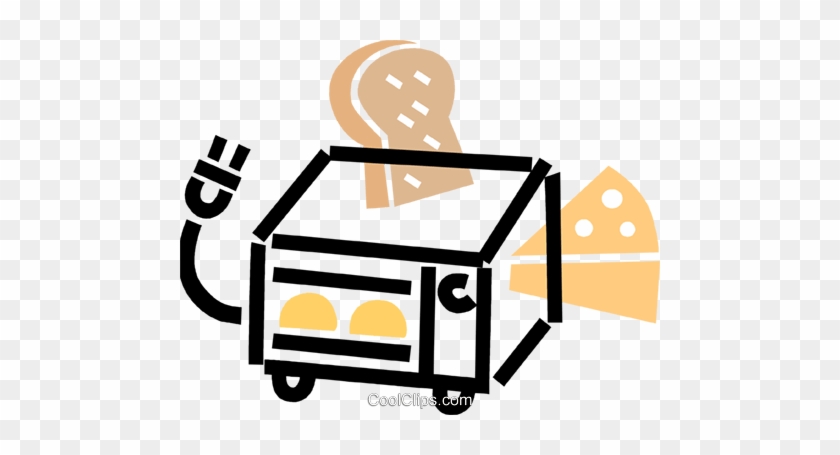 Small Oven With Cheese And Bread Royalty Free Vector - Oven Toaster Cartoon #1431404