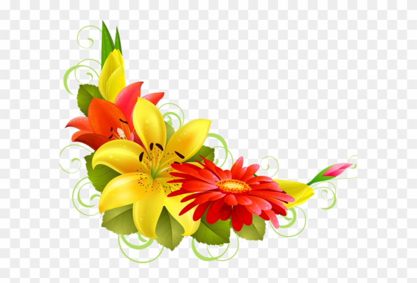 Orange Flower Clipart Corner - Corner Flower Design Png #1431505