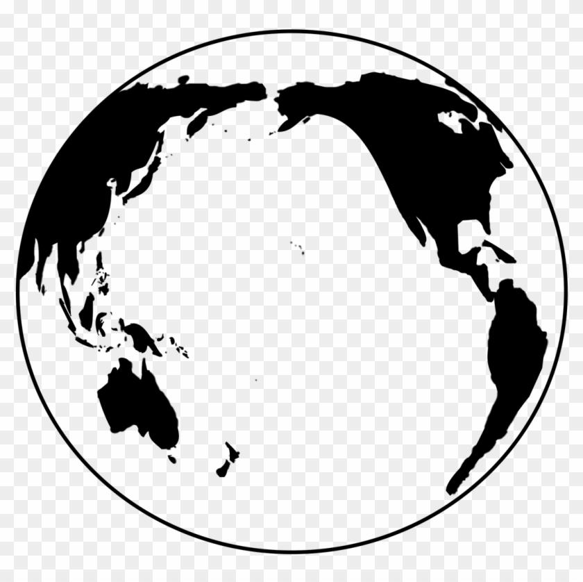 Earth Black And White Globe - Globe Pacific Ocean Png #1431690