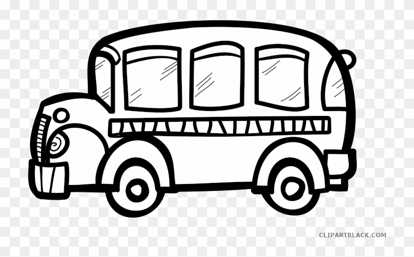 Bus Outline Transportation Free Black White Clipart - School Bus Clipart Transparent Background #1431876