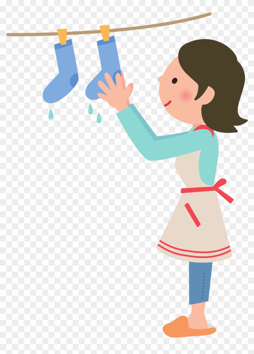 Clip Art Freeuse Stock Woman Hanging Out On The Clothesline - Clipart Of Hanging Laundry #1431936