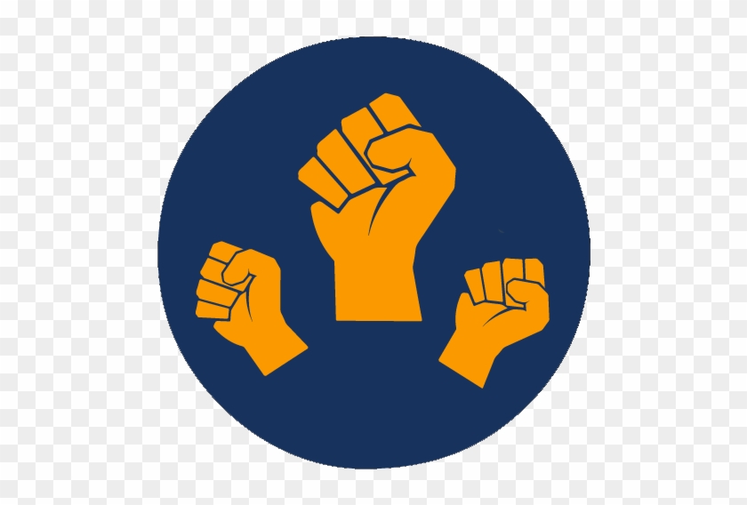 Blue Circle With Three Orange Fists Raised - Blue #1432215