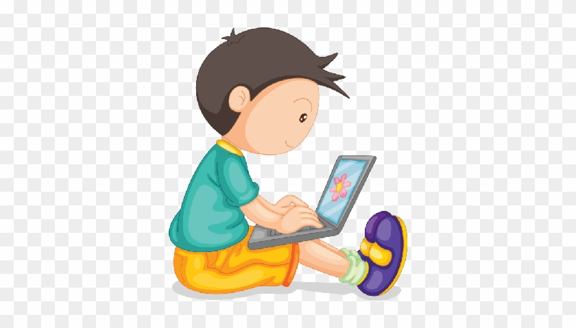 Laptop Clipart Boy - Boy With Laptop Clipart #1432415