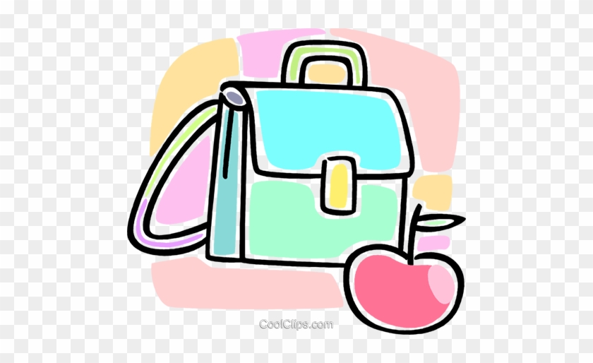School Bag And An Apple Royalty Free Vector Clip Art - School Bag And An Apple Royalty Free Vector Clip Art #1432497