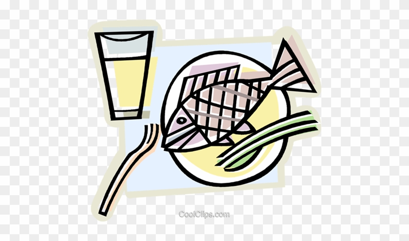 Fish Supper Royalty Free Vector Clip Art Illustration - Meat #1432940