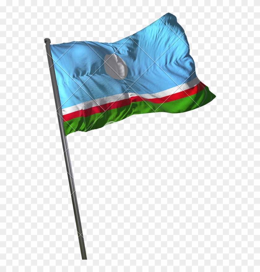 Sakha Republic Flag Waving Isolated On White Background - Portrait #1433077