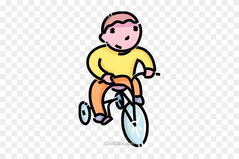 Boy Riding His Tricycle Royalty Free Vector Clip Art - Cartoon Kid On Tricycle #1433749