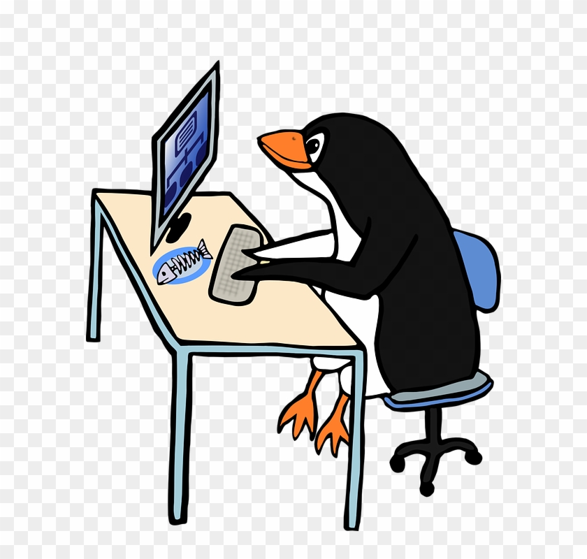February - Penguin On A Computer #222905