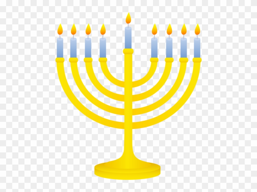 Golden Menorah With Lit Candles - Hanukkah Menorah Clip Art #222956