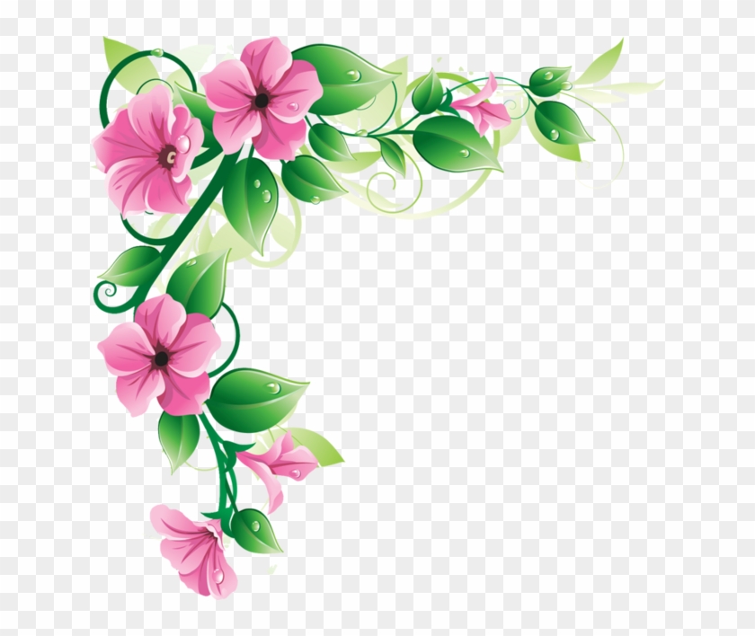 Pink Flower Border - Flower Border Image Png #223387