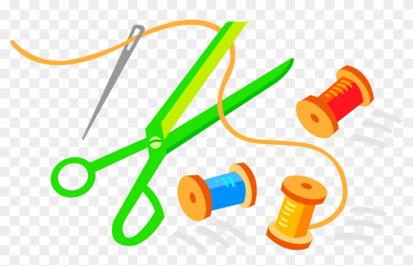 Vector Illustration Of Scissors With Sewing Needle - Transparent Scissors And Thread Clip Art #223532