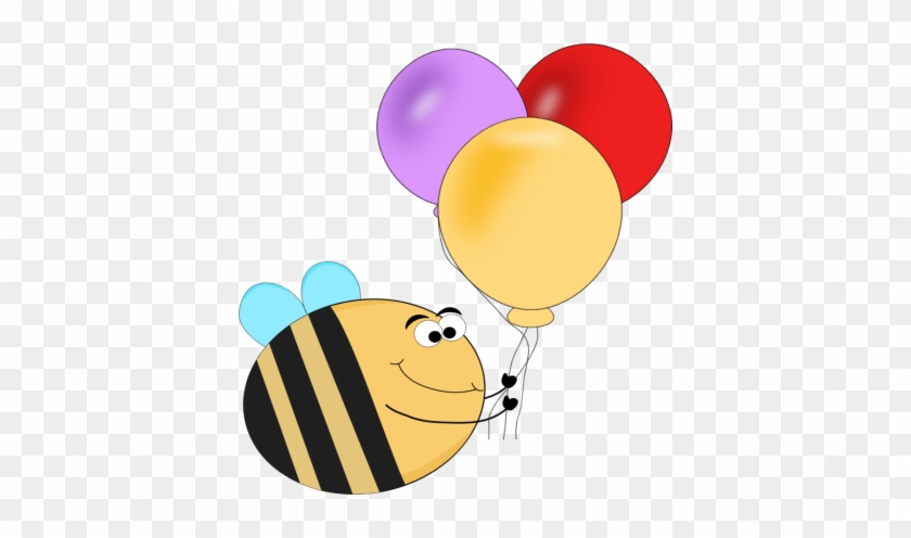 Bee Balloons Clip Art Image Funny Bee Carrying A Bunch - Balloons Clip Art Funny #223862