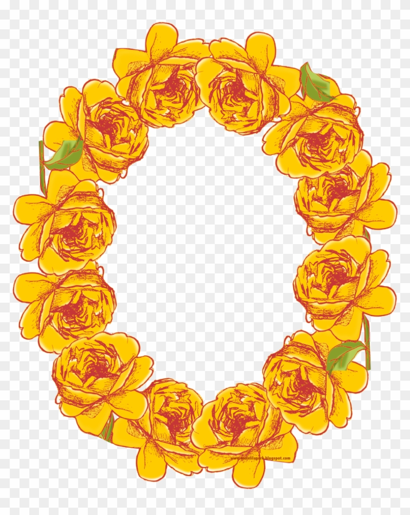 Free Digital Oval Yellow Rose Frame Png - Flower Frames Yellow Png #224260