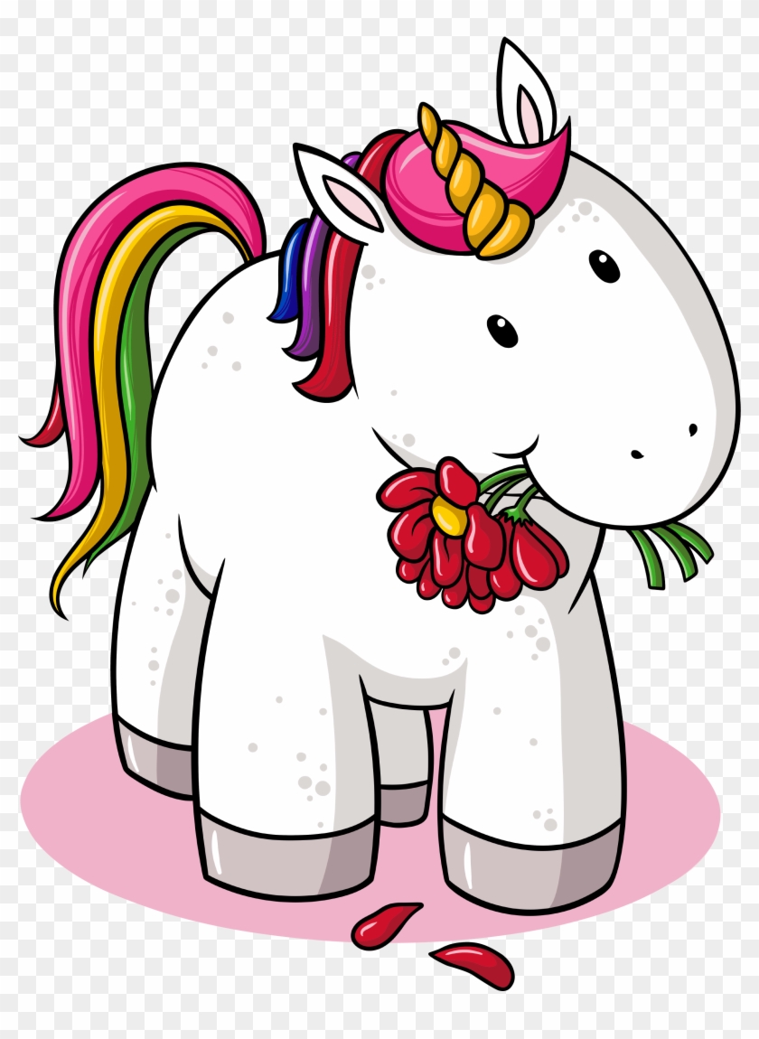 Wandsticker Einhorn Dickes Einhorn Mit Blumen Unicorn - Blumen Einhorn #224880