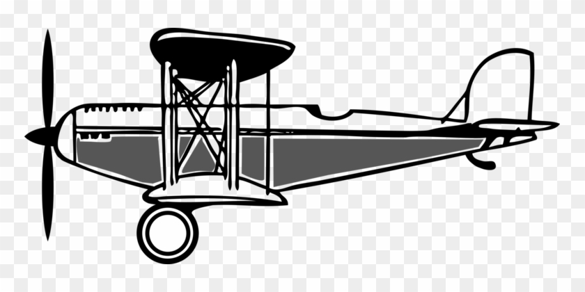 Airplane Fixed-wing Aircraft Biplane Drawing - Biplane Clipart #1434099