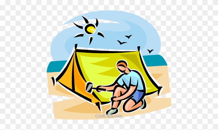 Person Setting Up A Tent Royalty Free Vector Clip Art - Setting Up A Tent Clipart #1434401