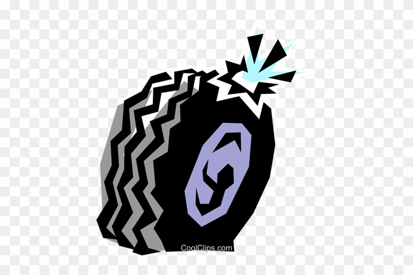 Flat Tire Royalty Free Vector Clip Art Illustration - Flat Tire Royalty Free Vector Clip Art Illustration #1434486