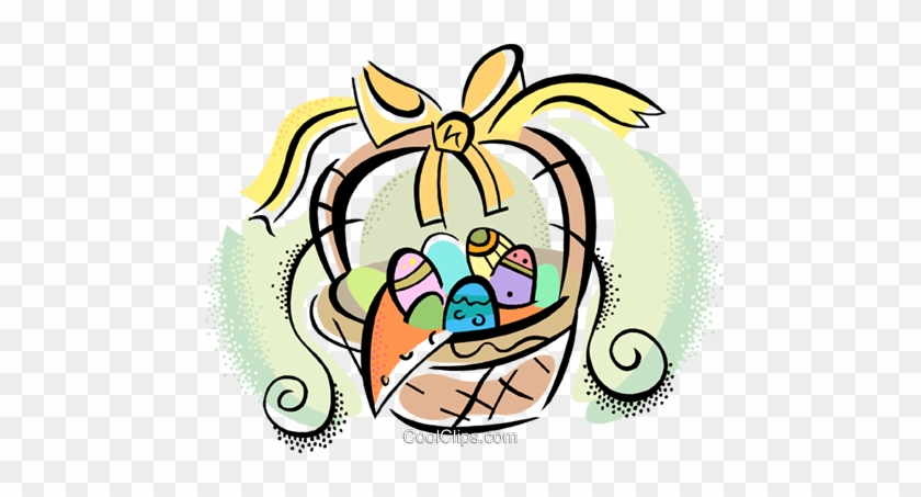 Easter Basket With Eggs Royalty Free Vector Clip Art - Easter Basket With Eggs Royalty Free Vector Clip Art #1434525