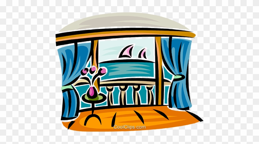 Ocean View From A Balcony Royalty Free Vector Clip - Clip Art #1434856