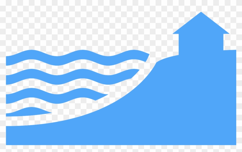 Icon High Water Levels And House On Shore - Coastal Zone Clipart #1434863