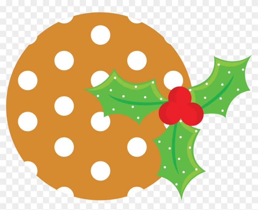 Christmas Cookie And Holly Clip Art - Illustration #1434940
