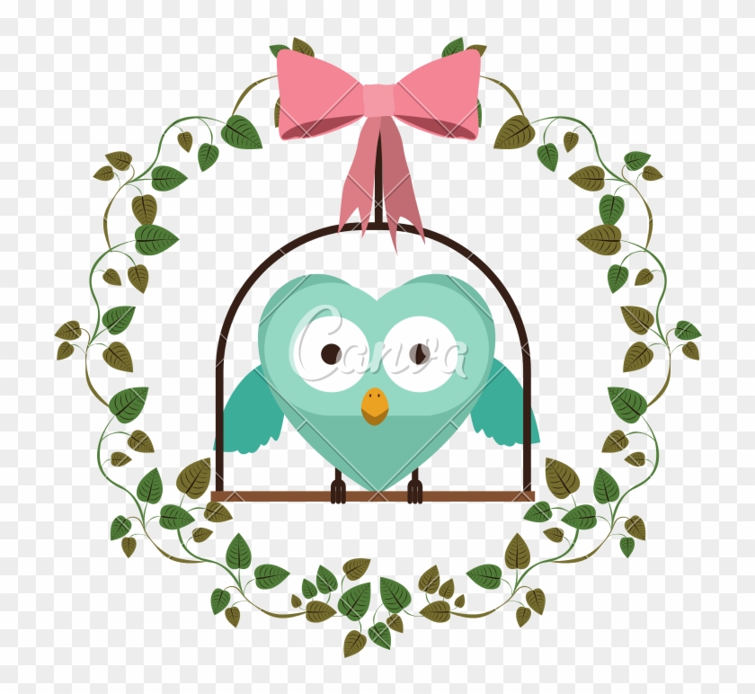 Border Of Creepers With Owl In Swing - Creepers Border Design #1435346