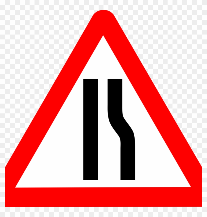Traffic Sign Clipart Traffic Sign Warning Sign Road - Road Narrows On Right Sign #1435790