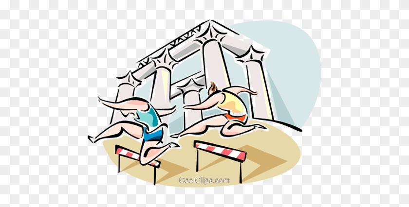 People Jumping Hurdles Royalty Free Vector Clip Art - Atletismo Dibujo #1435965