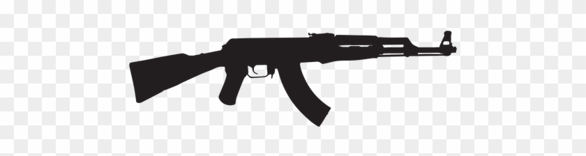 Clip Art Ak47 Assault Rifle Grey Silhouette Transparent - Contorno Ak 47 Png #1436105