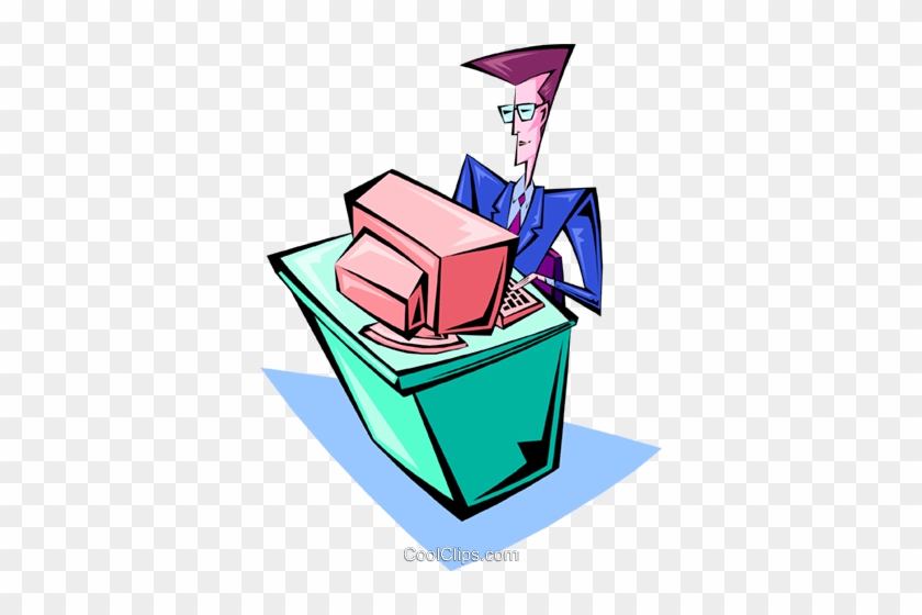 Businessman With Computer Royalty Free Vector Clip - Businessman With Computer Royalty Free Vector Clip #1436201
