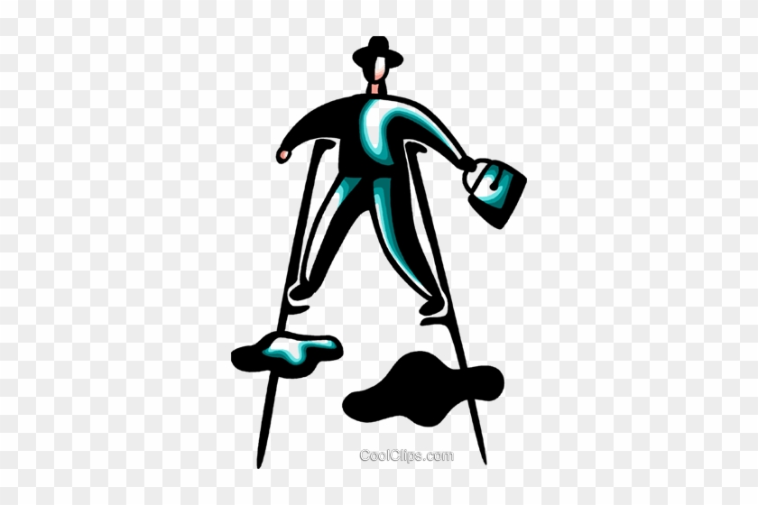 Businessman On Very Tall Stilts Royalty Free Vector - Businessman On Very Tall Stilts Royalty Free Vector #1436210