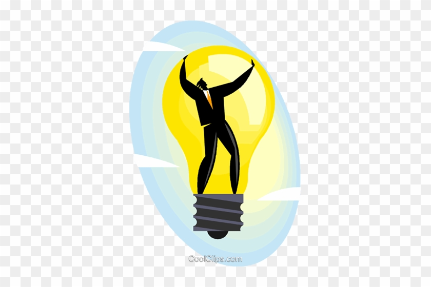 Businessman In A Light Bulb Royalty Free Vector Clip - Hombre Con Foco #1436214