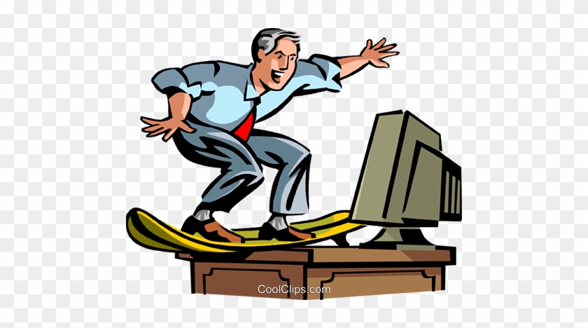 Businessman Surfing On His Desk Royalty Free Vector - Businessman Surfing On His Desk Royalty Free Vector #1436217