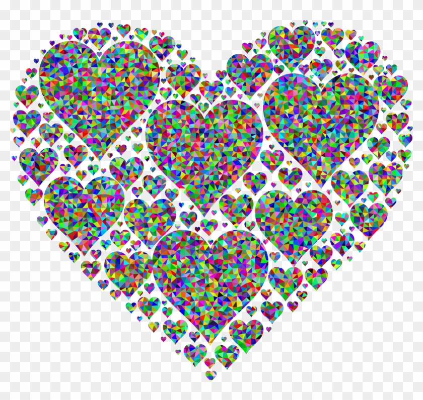Prismatic Low Poly Hearts In Heart Higher Detail Vector - Prismatic Low Poly Hearts In Heart Higher Detail Vector #1436260
