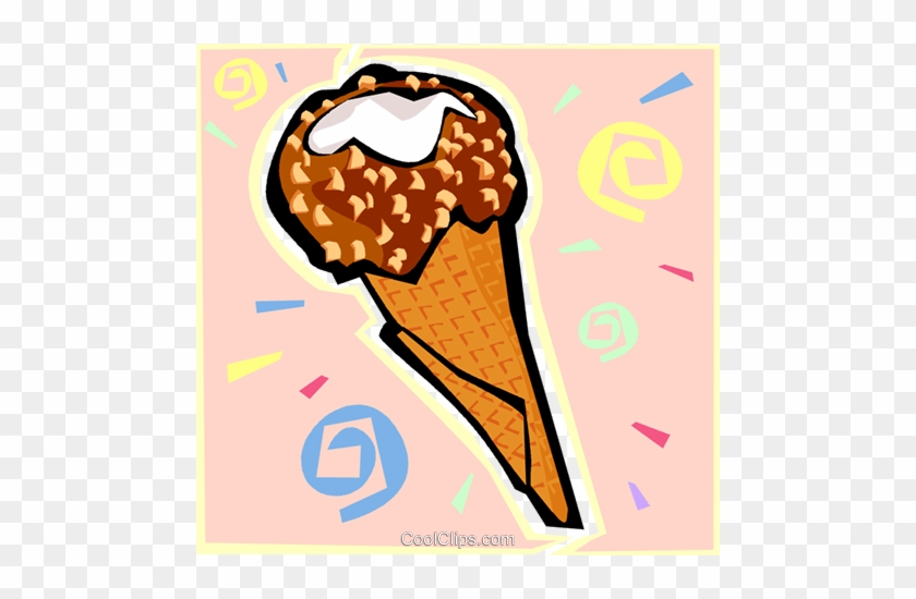 Ice Cream Cone Royalty Free Vector Clip Art Illustration - Ice Cream #1436261