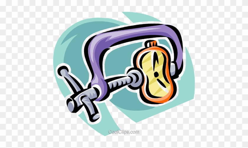Clamp Squeezing A Watch Royalty Free Vector Clip Art - Graphic Design #1436285