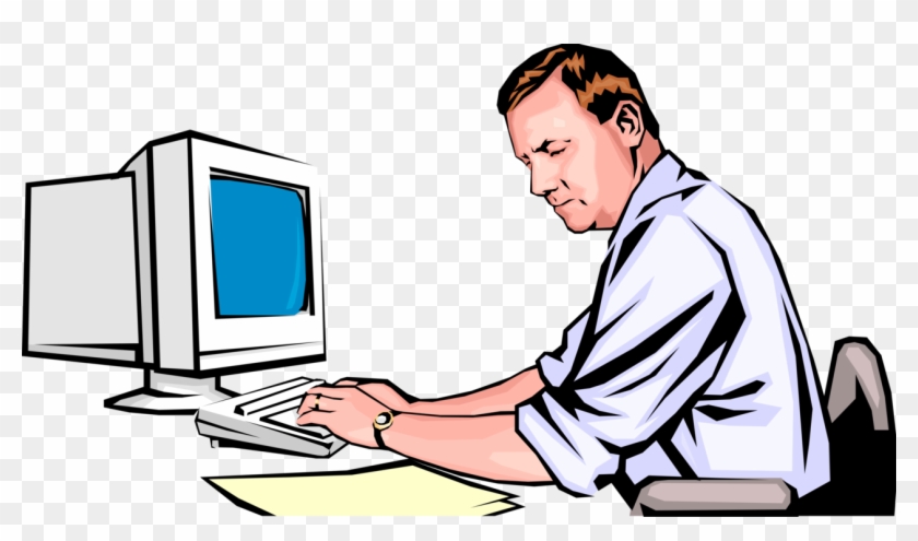 Freeuse Entrepreneur Works At Vector - Cartoon #1436314