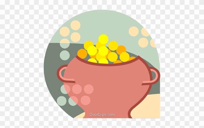 Pot Of Gold Coins Royalty Free Vector Clip Art Illustration - Circle #1436335