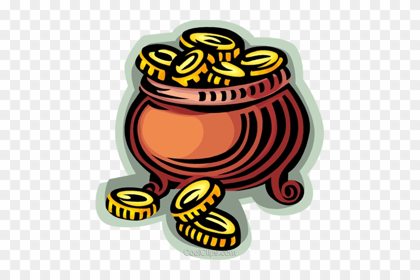 Pot Of Coins Royalty Free Vector Clip Art Illustration - Pot Of Coins Royalty Free Vector Clip Art Illustration #1436337