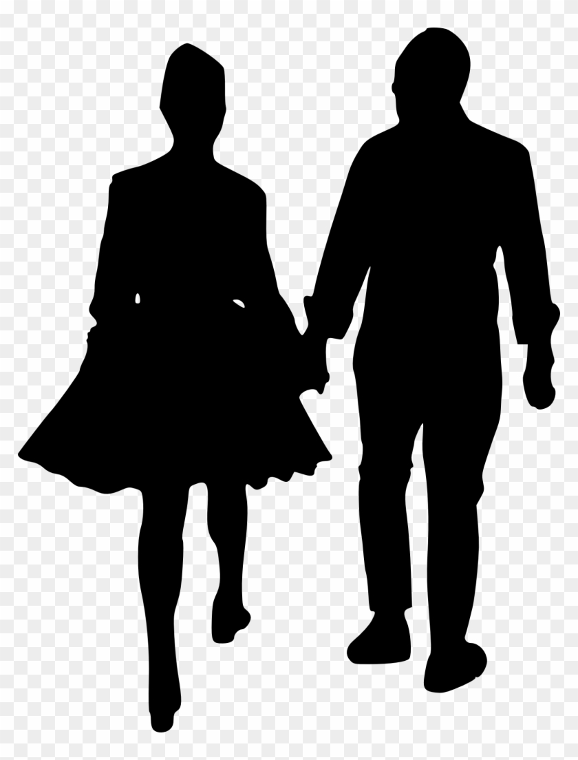 Clip Art Couple Holding Umbrella Silhouette At Getdrawings - People Walking Silhouette Png #1436489