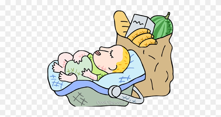 Baby With Groceries Royalty Free Vector Clip Art Illustration - Contoh Gambar Najis Mukhaffafah Najis Ringan #1436669