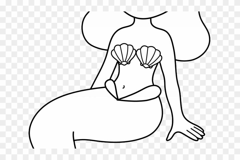 Mermaid Tail Clipart Black And White - Mermaid Drawing Easy Cute #1436709